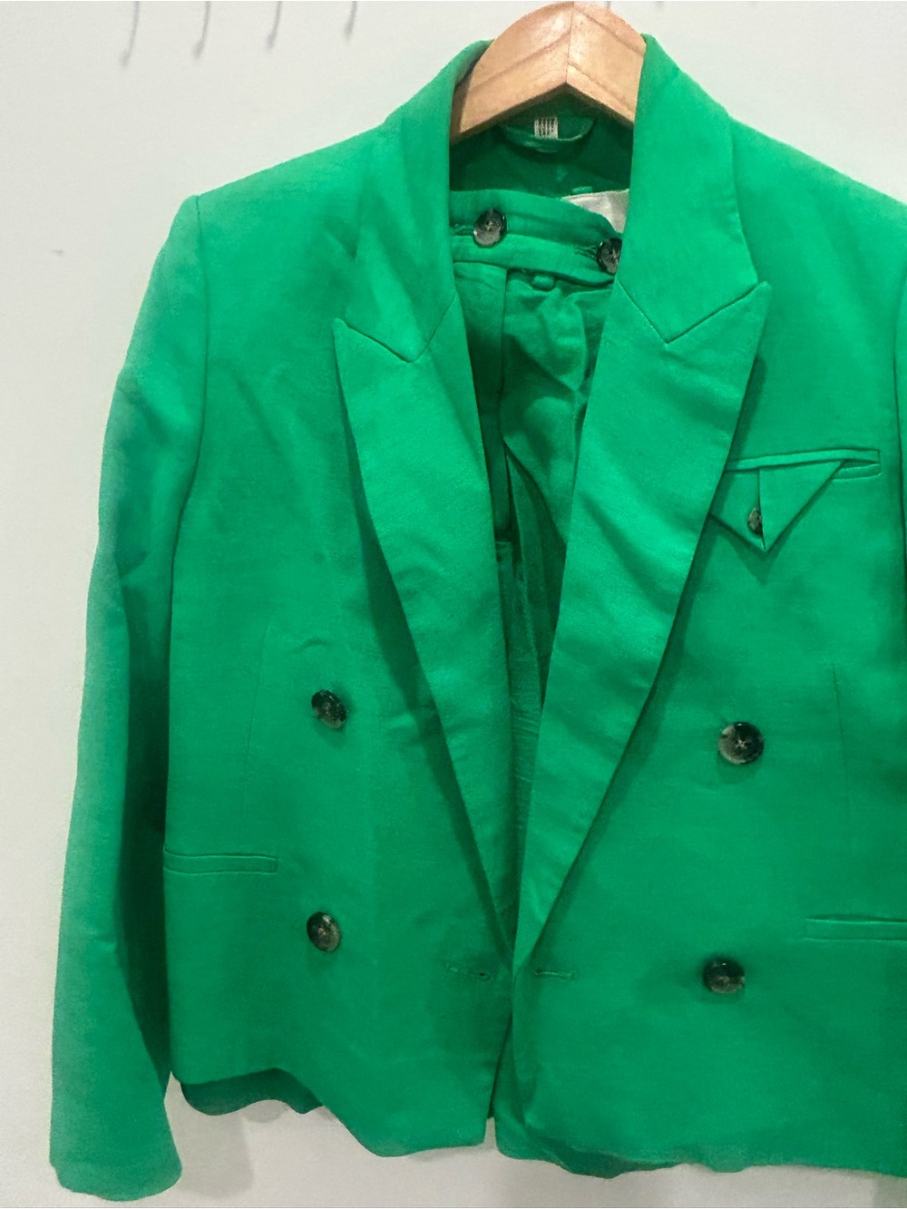 COS Bright Green Double-Breasted Blazer and Bermuda short set